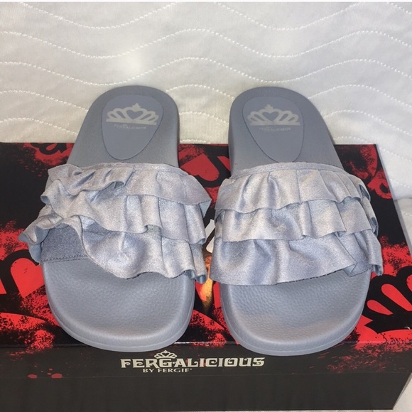 Fergalicious Blue Slip On sandals Size 6 NIB - Picture 2 of 7